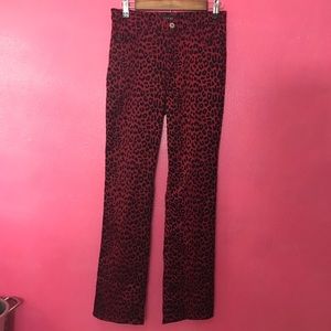 GUESS | Cheetah Printed Red Jeans